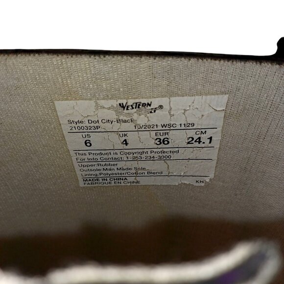 Western Chief Black Polka Dot Waterproof Tall Lug Rubber Rain Boot Womens Size 6 - Picture 7 of 9